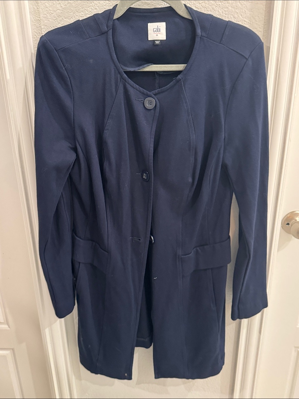 CAbi STYLE 5093 Women's Navy Longline Button Blazer